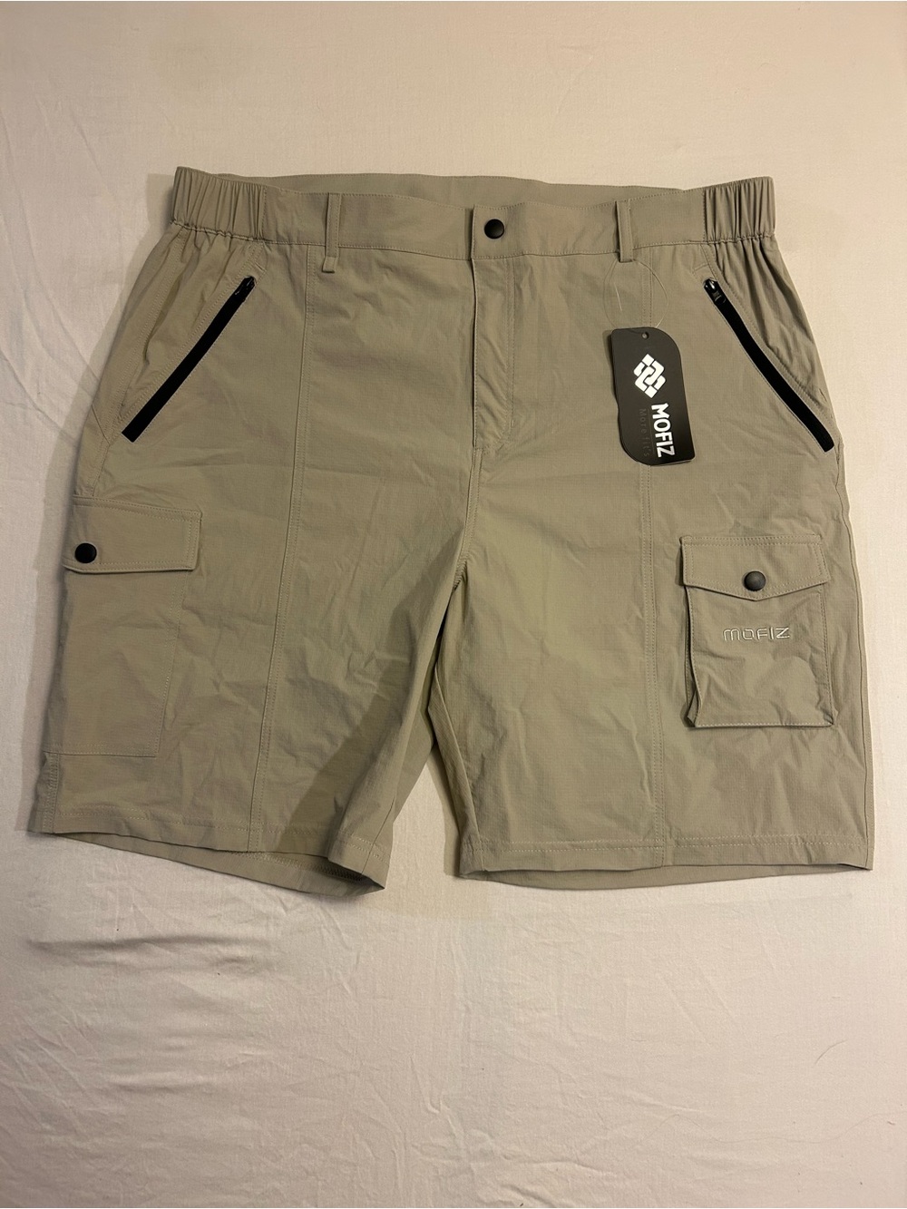 Mofiz Men's khaki Cargo Shorts with Zip Pockets